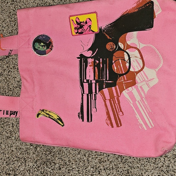 Loop Htf Andy Warhol Pink Guns Graphic Art Tote Bag - Picture 4 of 11